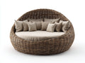 Divani da esterno - Rattan intrecciato-Tessuto - 182x132x92 cm - Marrone scuro-Beige - Stile lounge naturale