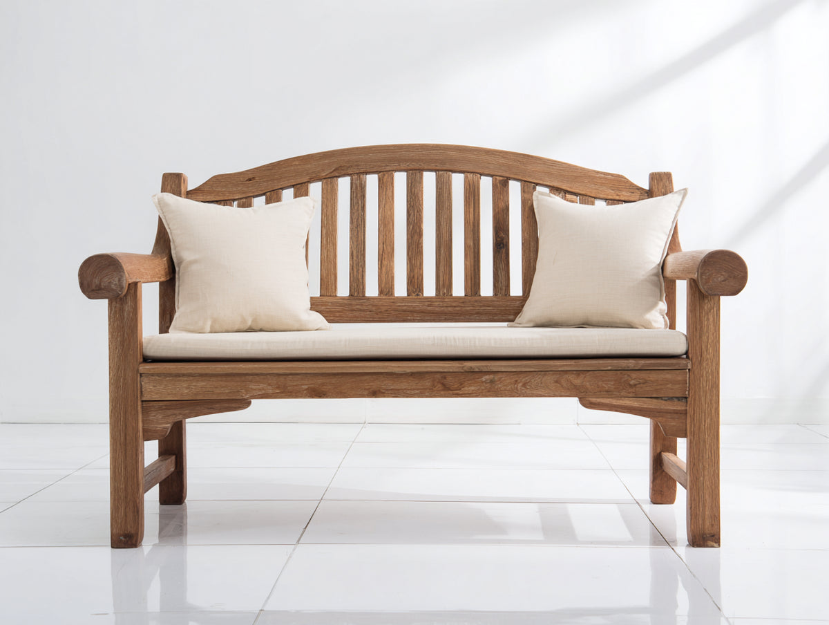 Panche da giardino - legno-tessuto - 127x62x91 cm - marrone-crema - stile classico
