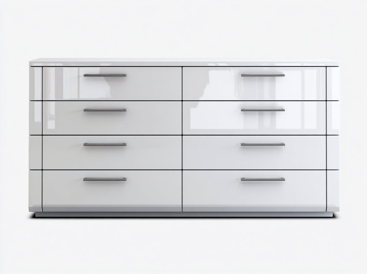 Cassettiera - legno ingegnerizzato-metallo - 165x42x88 cm - Bianco - stile contemporaneo