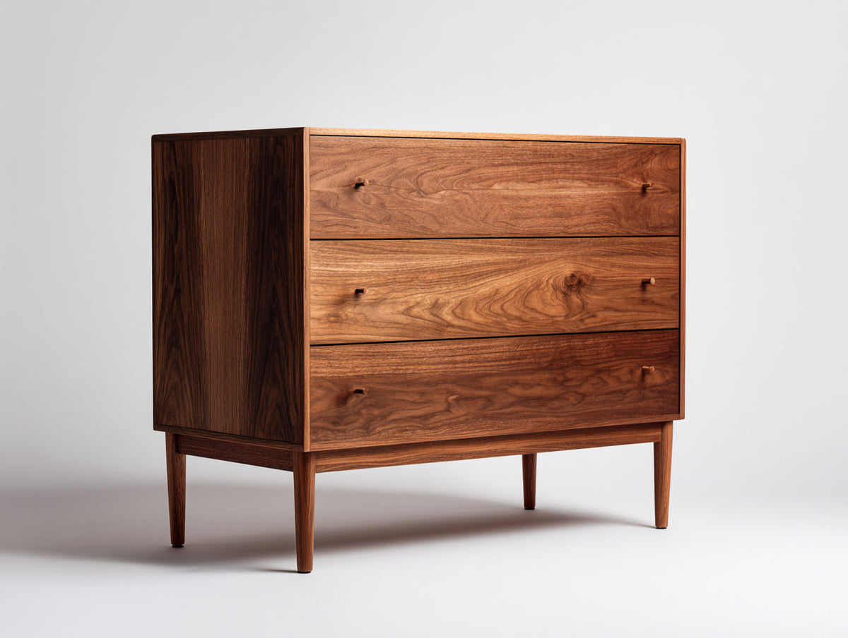 Cassettiera - legno di noce - 105x45x90 cm - Marrone noce - stile mid-century moderno