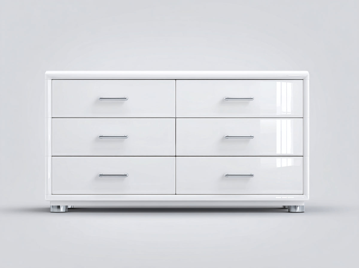 Cassettiera - legno ingegnerizzato-metallo - 145x40x82 cm - Bianco - stile moderno
