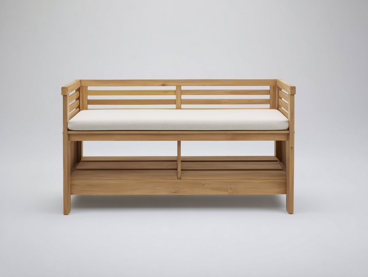 Panche da giardino - legno-tessuto - 120x58x82 cm - naturale-crema - stile moderno
