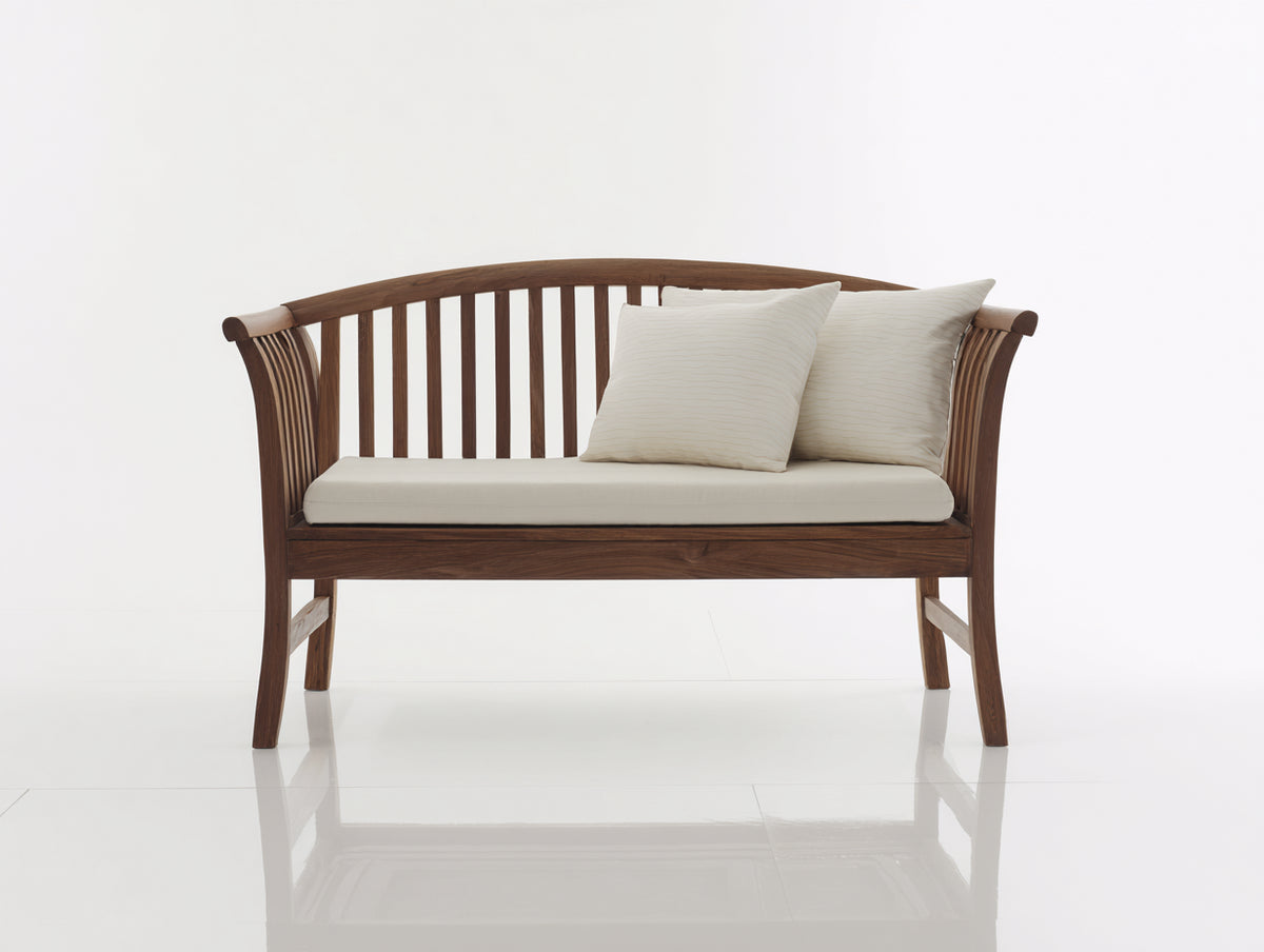 Panche da giardino - legno-tessuto - 126x64x87 cm - marrone scuro-crema - stile elegante