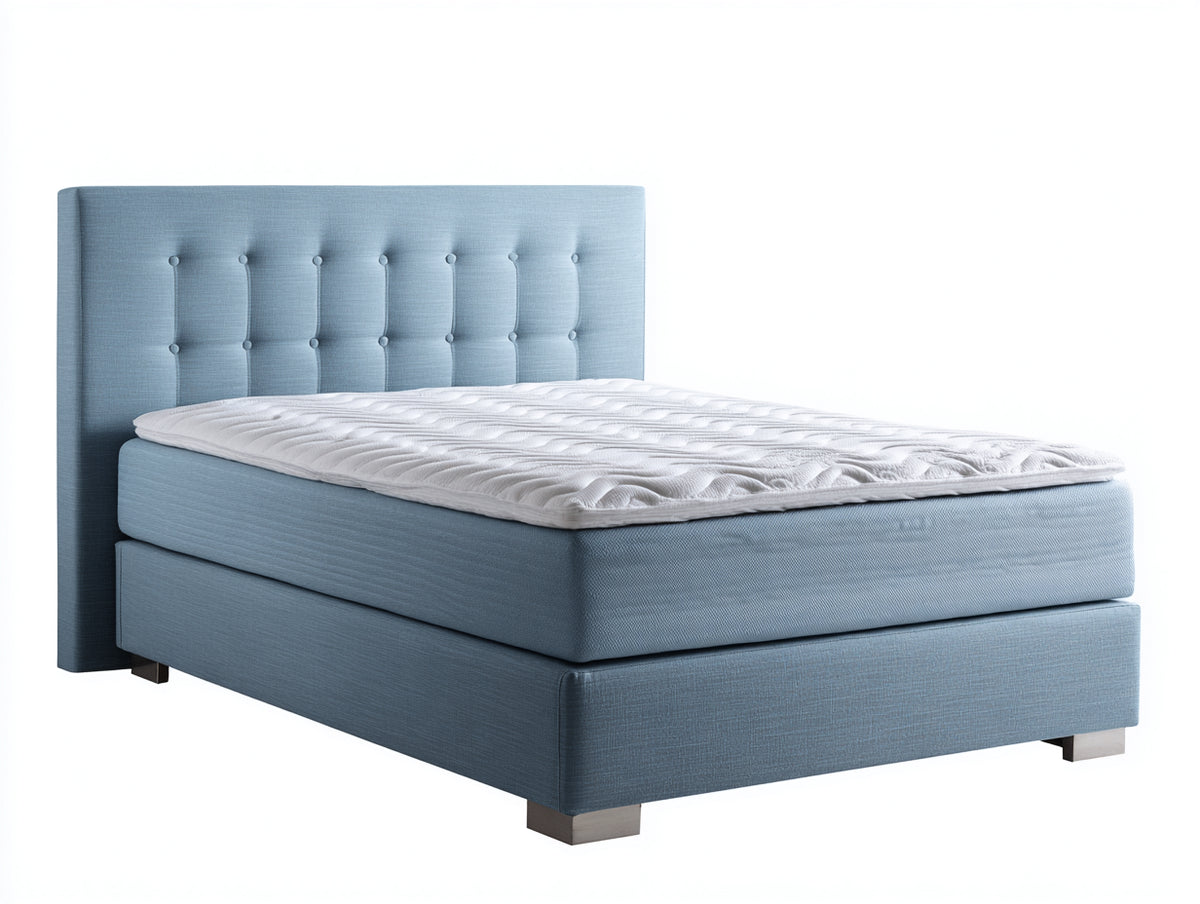 Letto matrimoniale-Tessuto-Metallo-212x180x125 cm-Azzurro-Design contemporaneo
