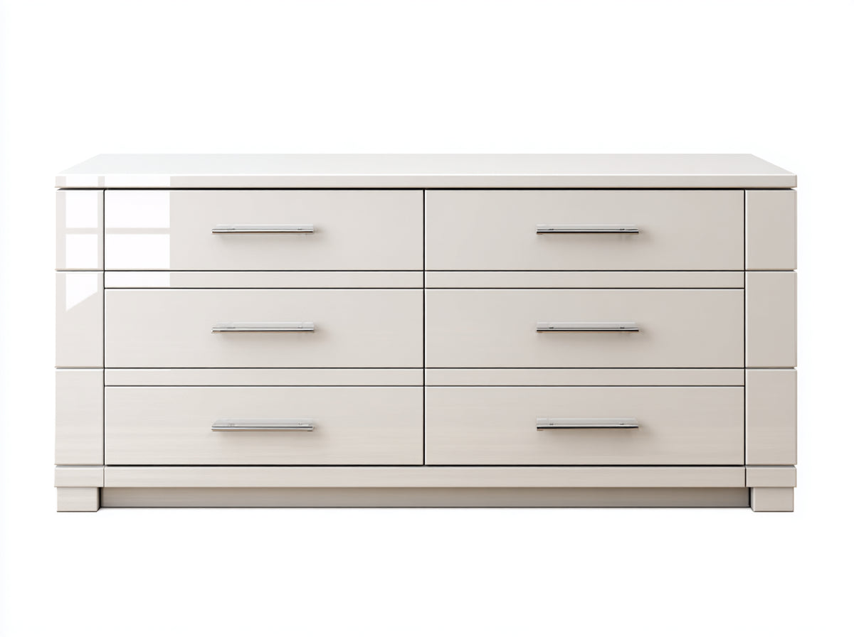 Cassettiera - legno ingegnerizzato-metallo - 155x42x82 cm - Avorio - stile moderno