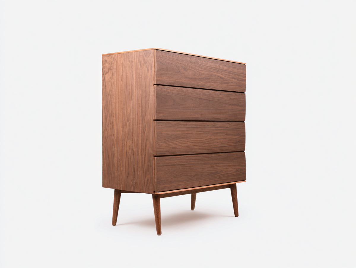 Cassettiera - legno di noce - 80x45x120 cm - Marrone noce - stile mid-century moderno