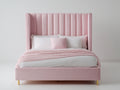 Letto matrimoniale-Velluto-Metallo-218x182x140 cm-Rosa-Design glamour