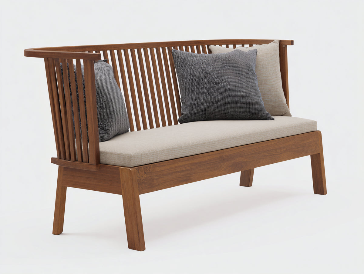 Panche da giardino - Legno-Tessuto - 120x62x80 cm - Marrone-Beige - Moderno