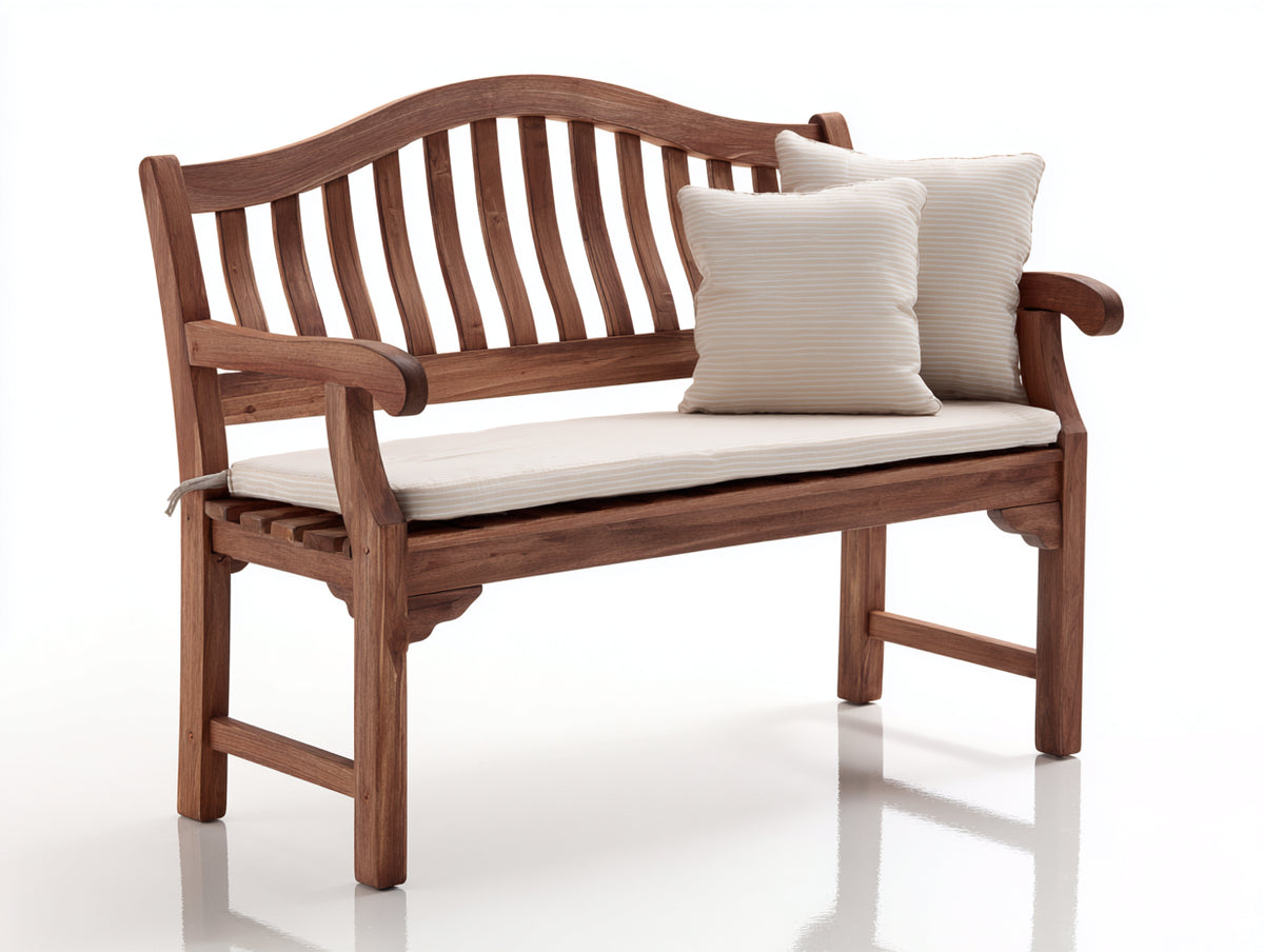 Panche da giardino - legno-tessuto - 122x61x91 cm - marrone-crema - stile classico