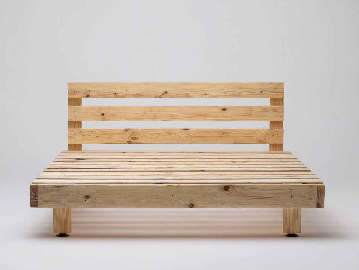 Letto matrimoniale-Legno-210x170x103 cm-Legno naturale-Design rustico