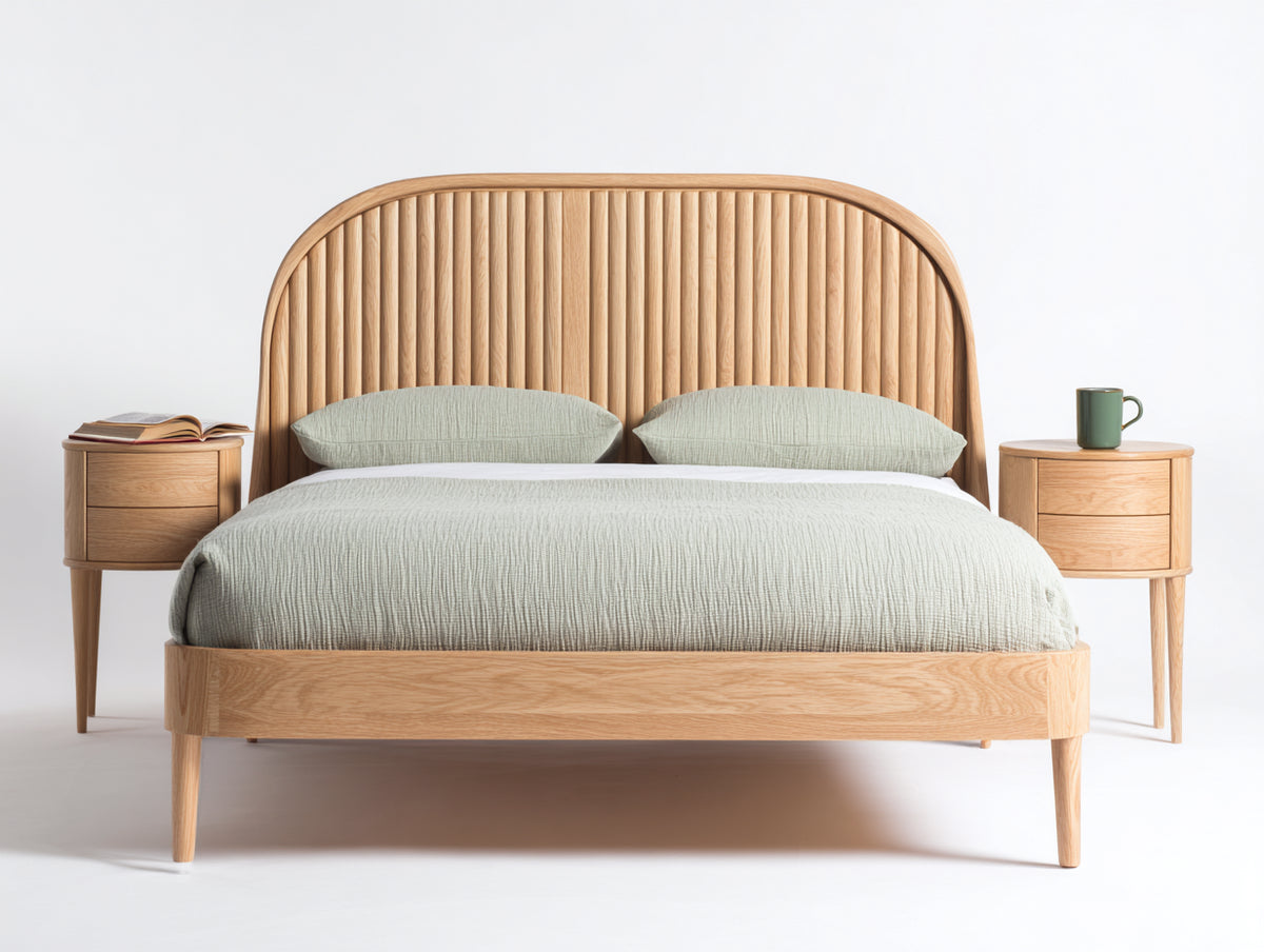 Letto matrimoniale-Legno-215x180x125 cm-Legno naturale-Design nordico
