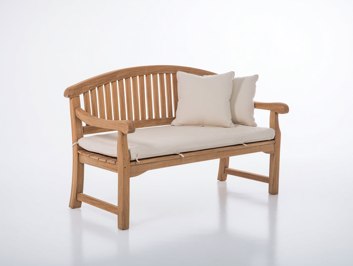 Panche da giardino - legno-tessuto - 126x64x89 cm - naturale-crema - stile classico