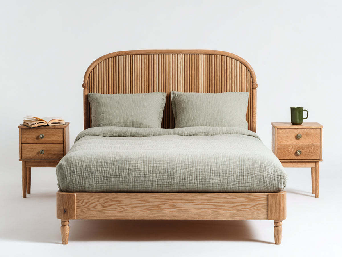 Letto matrimoniale-Legno-218x182x128 cm-Legno naturale-Design classico contemporaneo