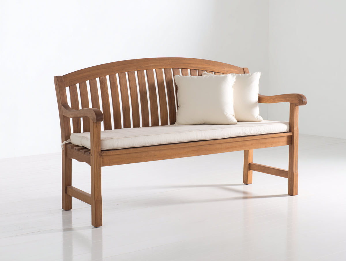 Panche da giardino - Legno-Tessuto - 150x64x88 cm - Marrone-Crema - Classico