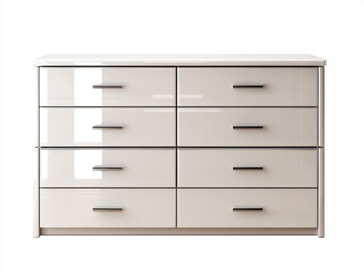 Cassettiera - legno ingegnerizzato-metallo - 150x42x90 cm - Avorio - stile contemporaneo