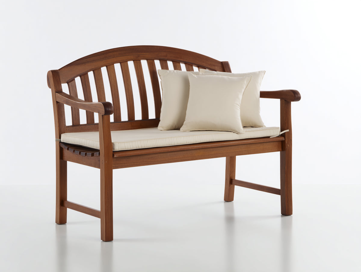 Panche da giardino - Legno-Tessuto - 125x60x90 cm - Marrone-Crema - Classico