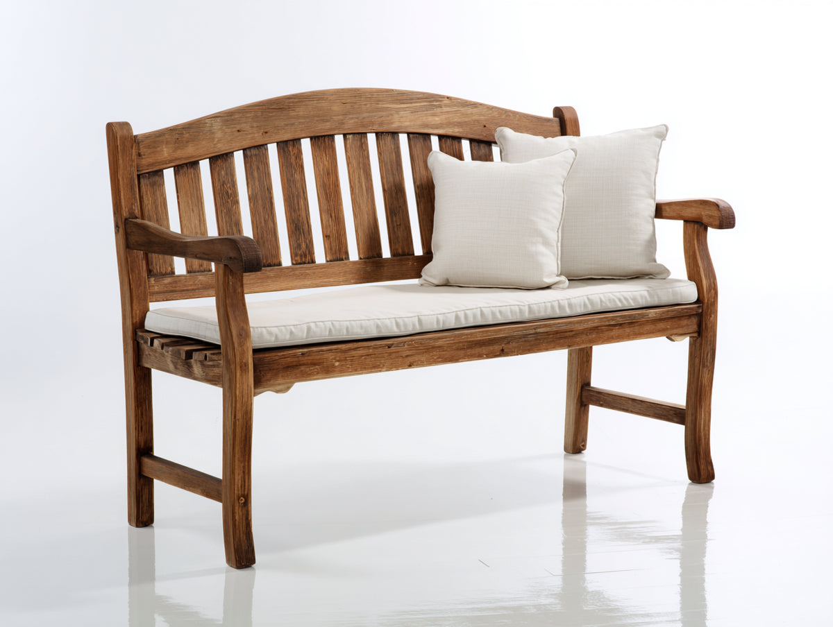 Panche da giardino - Legno-Tessuto - 148x64x89 cm - Marrone-Crema - Rustico