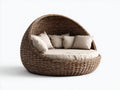 Divani da esterno - Rattan intrecciato-Tessuto - 184x135x112 cm - Marrone scuro-Beige - Stile naturale elegante