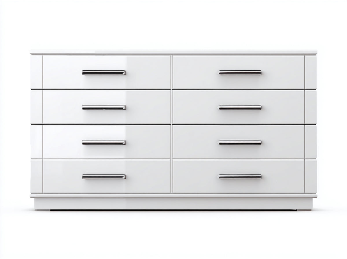 Cassettiera - legno ingegnerizzato-metallo - 155x40x90 cm - Bianco - stile minimalista