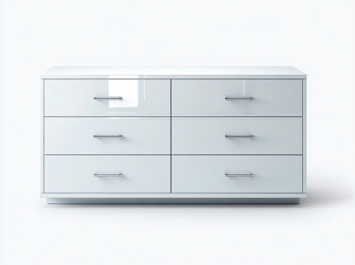 Cassettiera - legno ingegnerizzato-metallo - 140x40x70 cm - Bianco - stile moderno