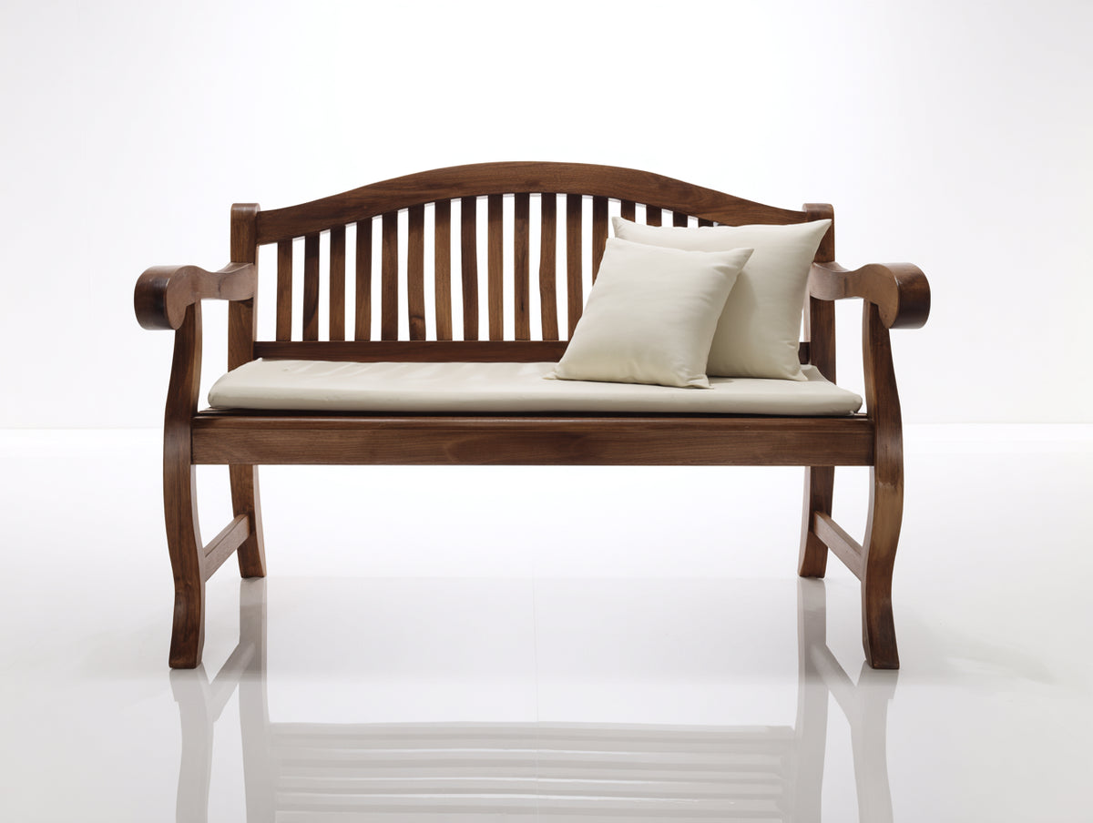 Panche da giardino - legno-tessuto - 130x63x90 cm - marrone scuro-crema - stile tradizionale