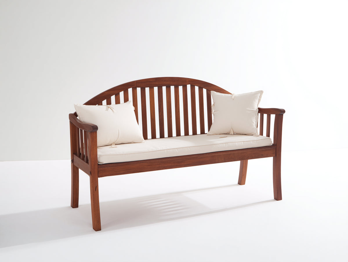 Panche da giardino - legno-tessuto - 128x60x92 cm - marrone scuro-crema - stile tradizionale