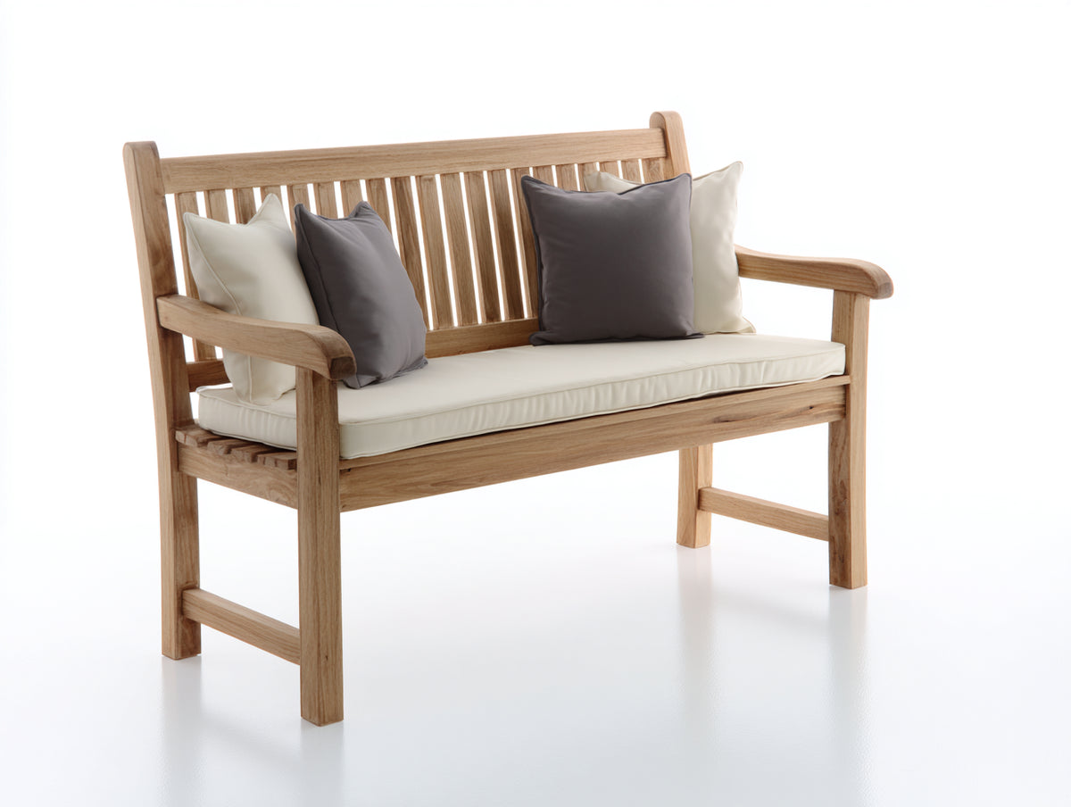 Panche da giardino - Legno-Tessuto - 130x62x88 cm - Naturale-Crema - Classico