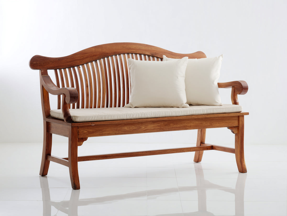Panche da giardino - Legno-Tessuto - 152x65x91 cm - Marrone-Crema - Tradizionale